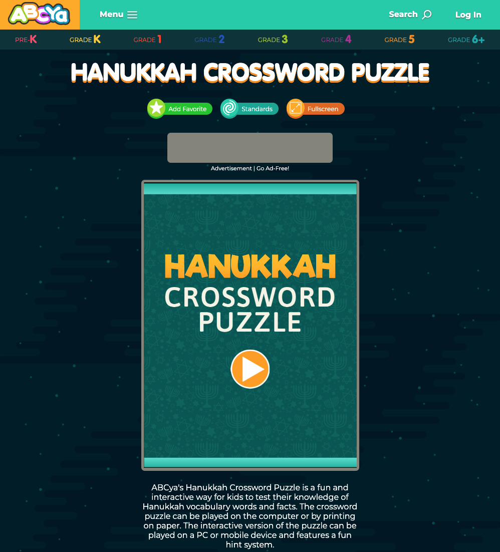 Hanukkah Crossword Puzzle Interactive