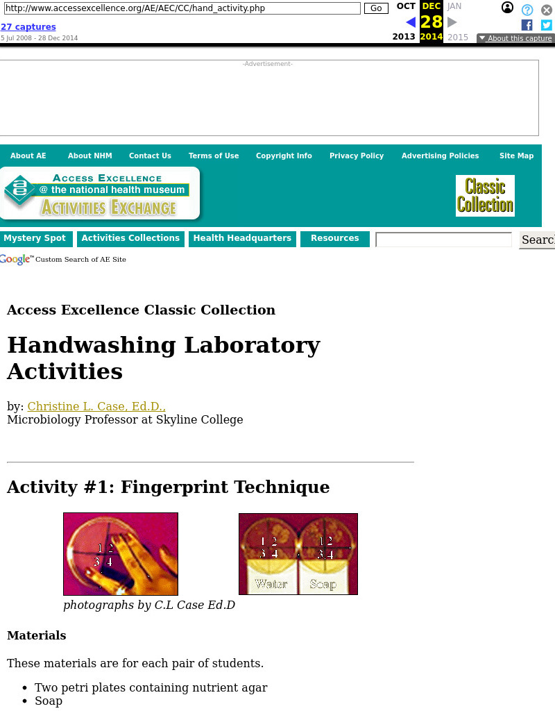 Hand washing Laboratory Activities Lesson Plan