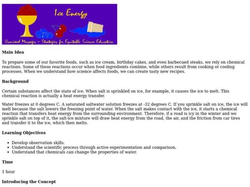 Ice Energy Lesson Plan