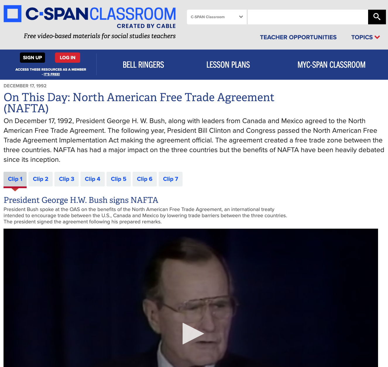 On This Day: North American Free Trade Agreement (NAFTA) Instructional Video
