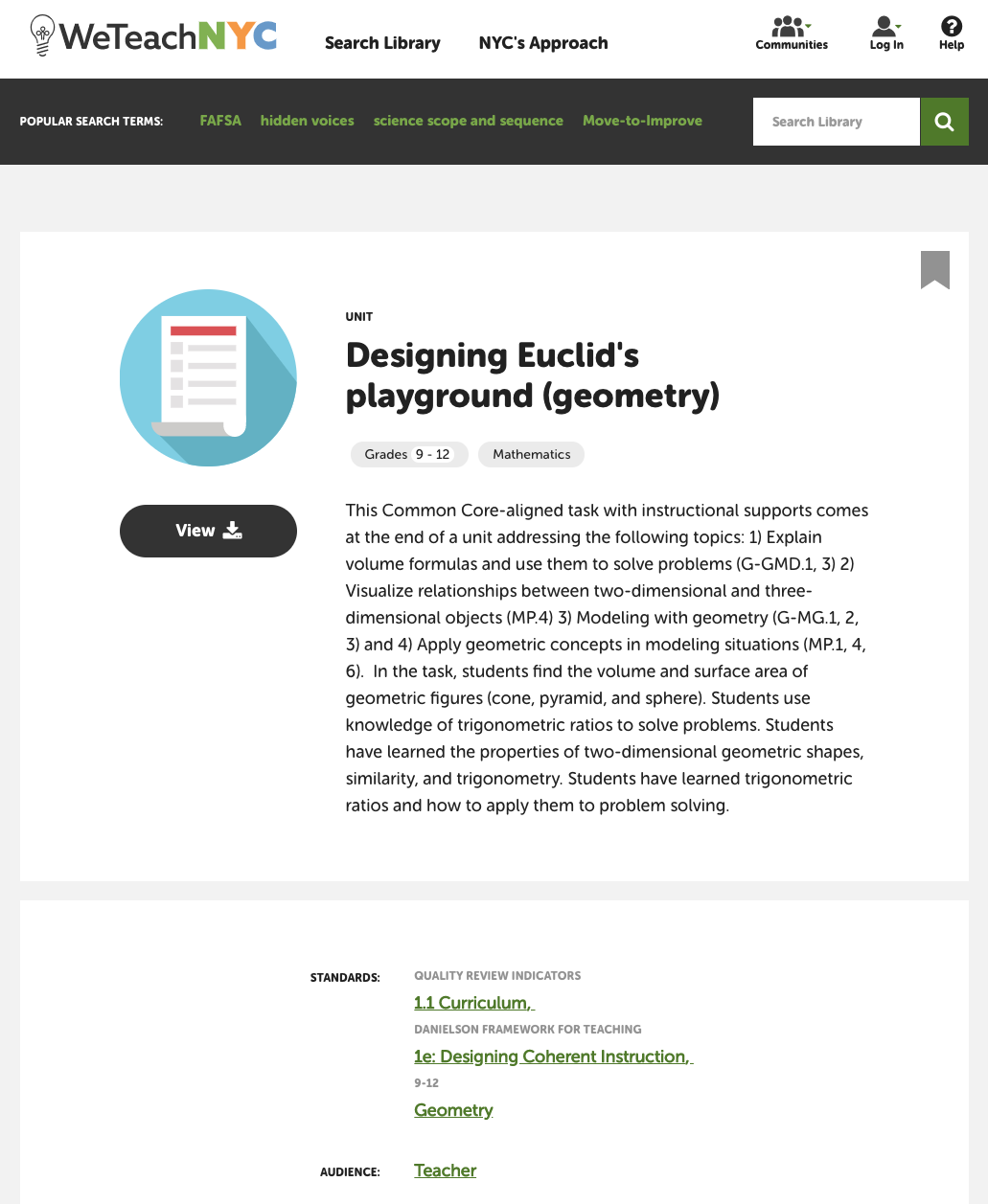 Designing Euclid’s Playground Unit Plan