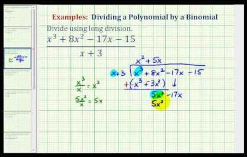 Divide a Polynomial by a Binomial Using Long Division (Example 2) Instructional Video