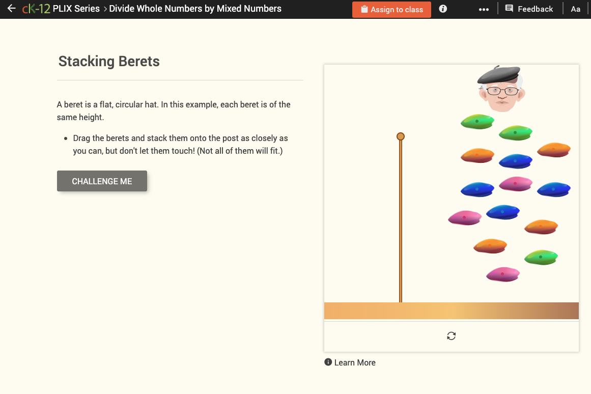 Division of Fractions: Stacking Berets Interactive