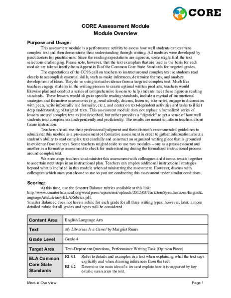 My Librarian is a Camel Assessment