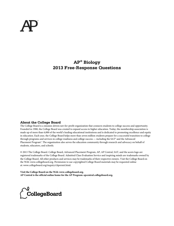2013 AP® Biology Free-Response Questions AP Test Prep