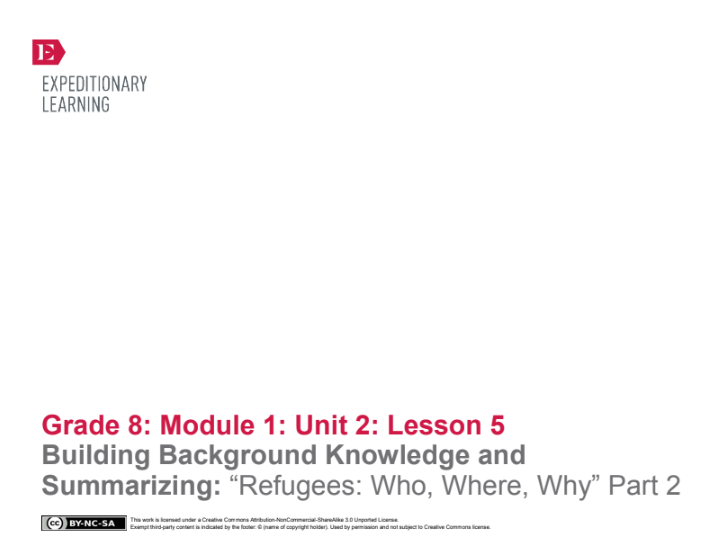Building Background Knowledge and Summarizing: “Refugees: Who, Where, Why” Part 2 Lesson Plan