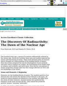 The Discovery Of Radioactivity: The Dawn of the Nuclear Age Lesson Plan