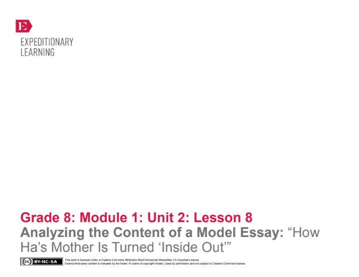 Analyzing the Content of a Model Essay: “How Ha’s Mother Is Turned ‘Inside Out’” Lesson Plan