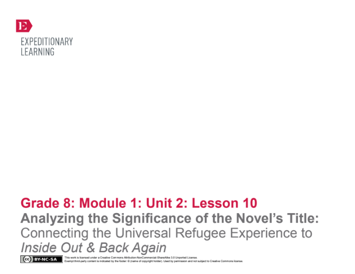 Analyzing the Significance of the Novel’s Title: Connecting the Universal Refugee Experience to Inside Out and Back Again Lesson Plan