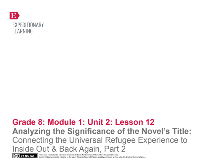 Analyzing the Significance of the Novel’s Title: Connecting the Universal Refugee Experience to Inside Out and Back Again, Part 2 Lesson Plan
