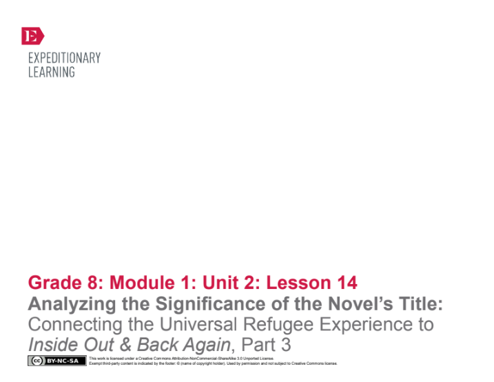 Analyzing the Significance of the Novel’s Title: Connecting the Universal Refugee Experience to Inside Out and Back Again, Part 3 Lesson Plan