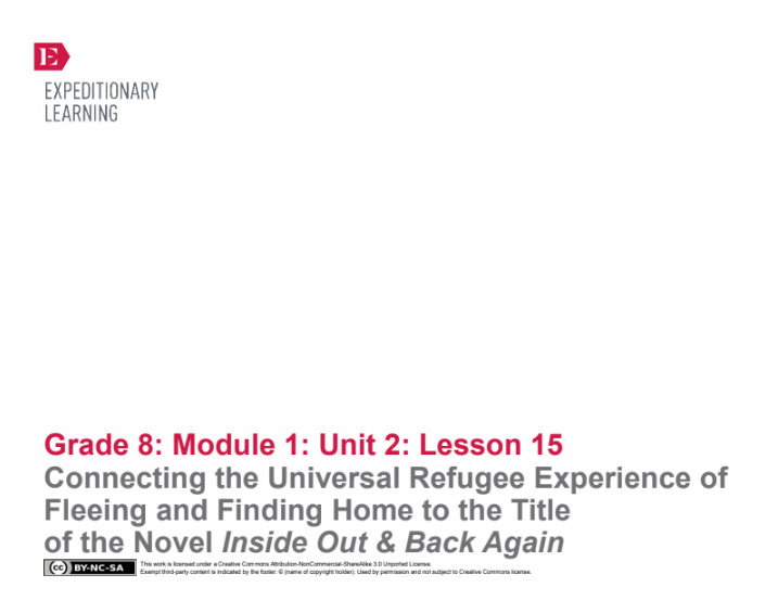 Connecting the Universal Refugee Experience of Fleeing and Finding Home to the Title of the Novel Inside Out & Back Again Lesson Plan