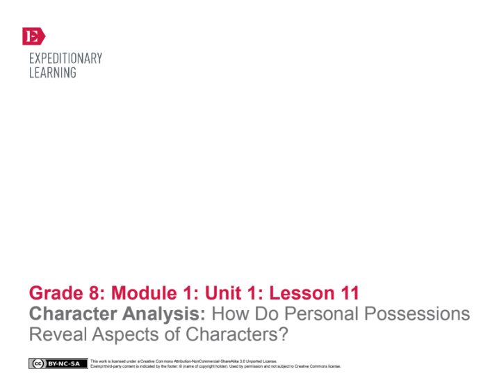 Character Analysis: How Do Personal Possessions Reveal Aspects of Characters? Lesson Plan