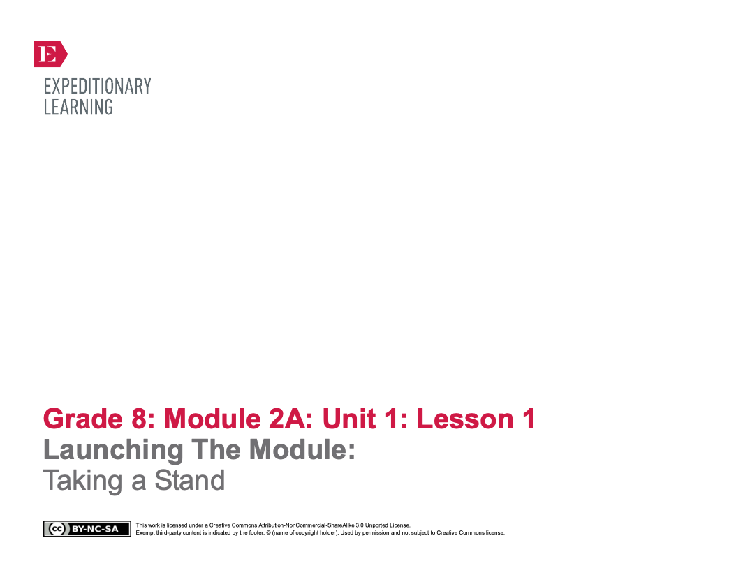 Launching The Module: Taking a Stand Lesson Plan