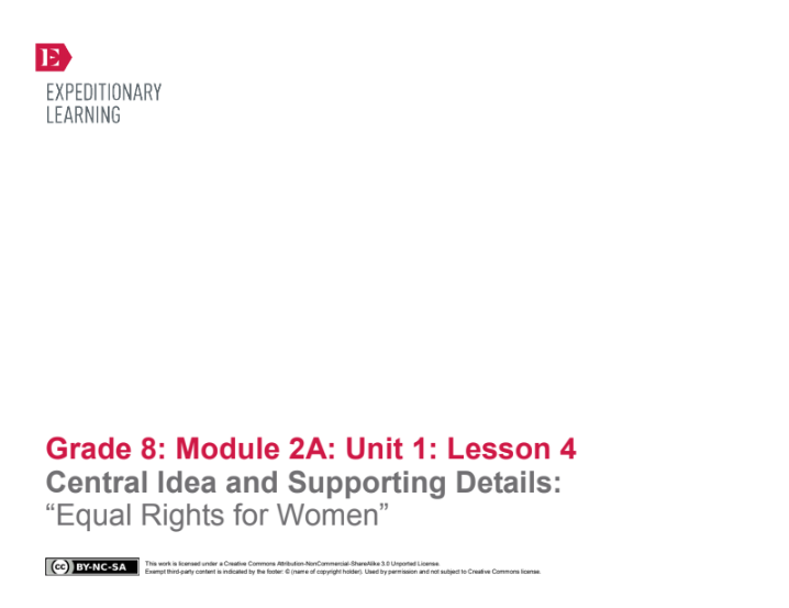 Central Idea and Supporting Details: “Equal Rights for Women” Lesson Plan