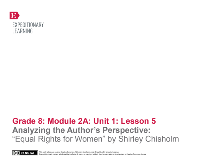 Analyzing the Author’s Perspective: “Equal Rights for Women” by Shirley Chisholm Lesson Plan