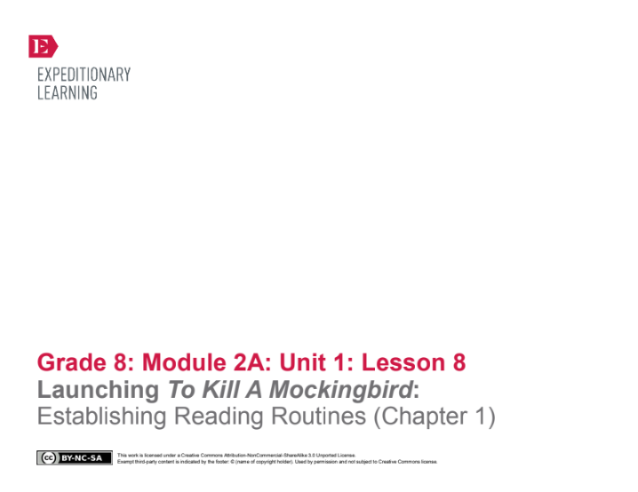 Launching To Kill A Mockingbird: Establishing Reading Routines (Chapter 1) Lesson Plan