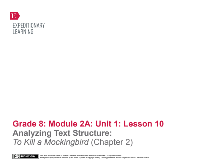 Analyzing Text Structure: To Kill a Mockingbird (Chapter 2) Lesson Plan