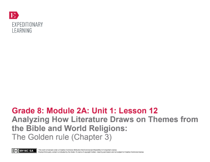 Analyzing How Literature Draws on Themes from the Bible and World Religions: The Golden rule (Chapter 3) Lesson Plan