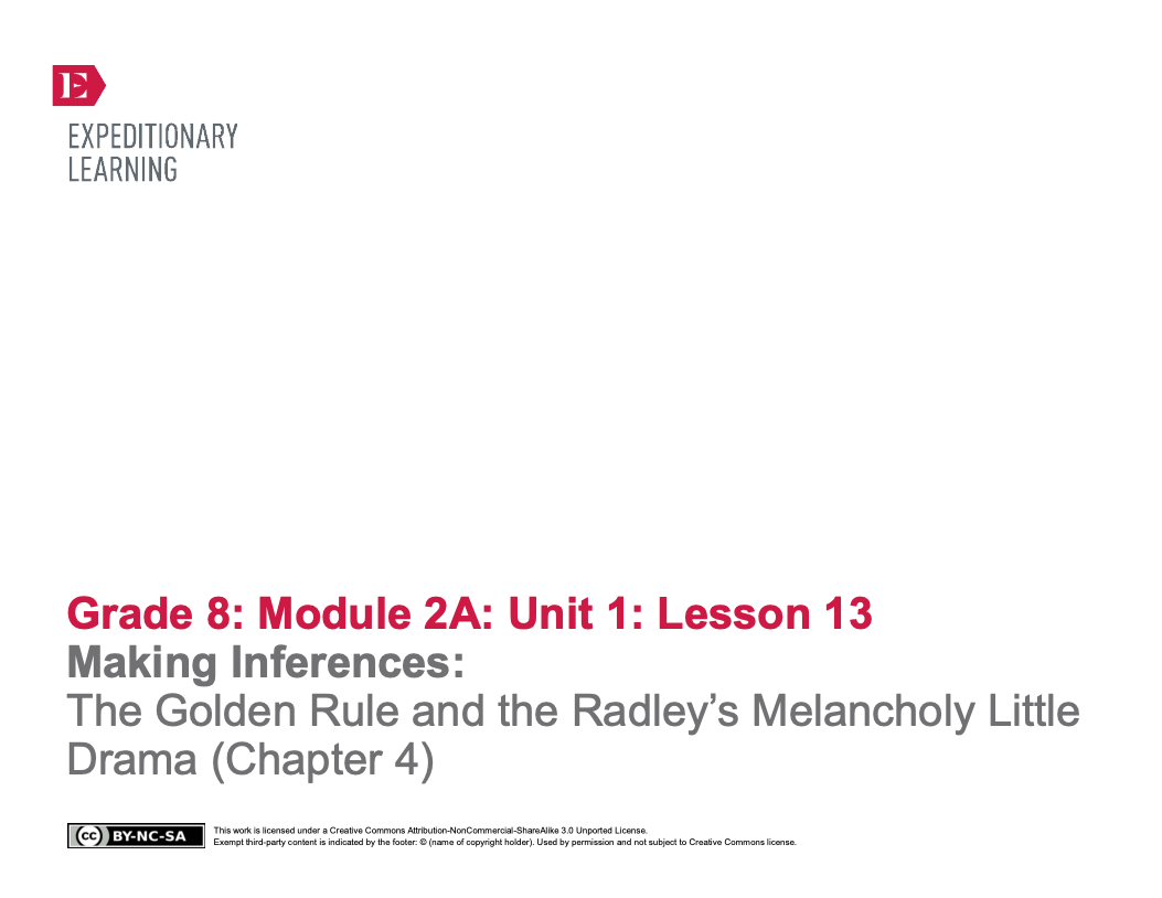 Making Inferences: The Golden Rule and the Radley’s Melancholy Little Drama (Chapter 4) Lesson Plan