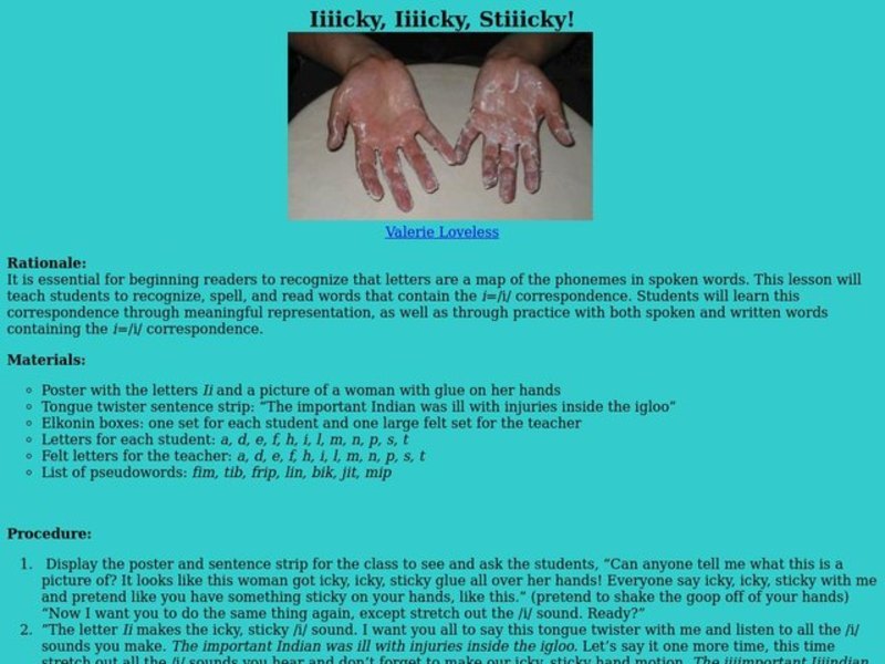 Icky, Icky, Sticky! Lesson Plan