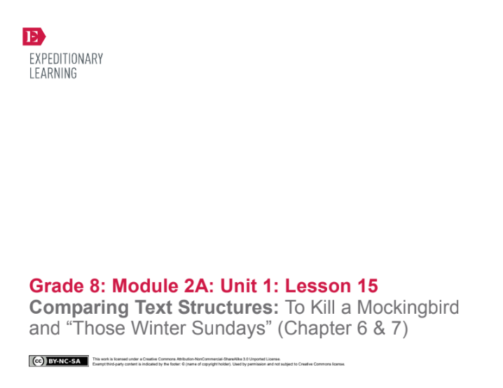Comparing Text Structures: To Kill a Mockingbird and “Those Winter Sundays” (Chapter 6 and 7) Lesson Plan