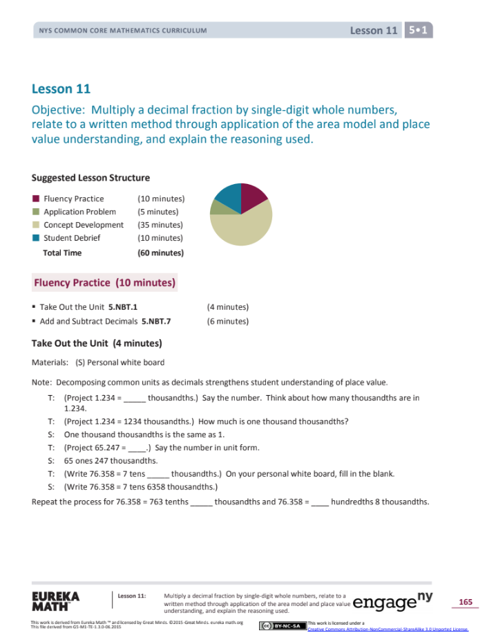 Grade 5 Math Module 1, Topic E, Lesson 11 Lesson Plan