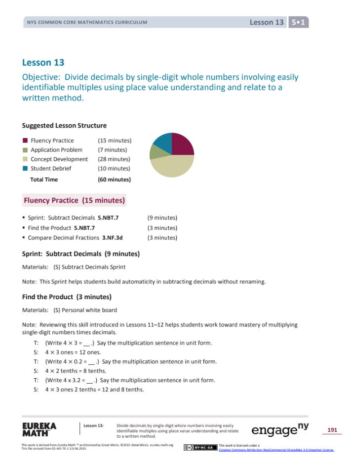 Grade 5 Math Module 1, Topic F, Lesson 13 Lesson Plan