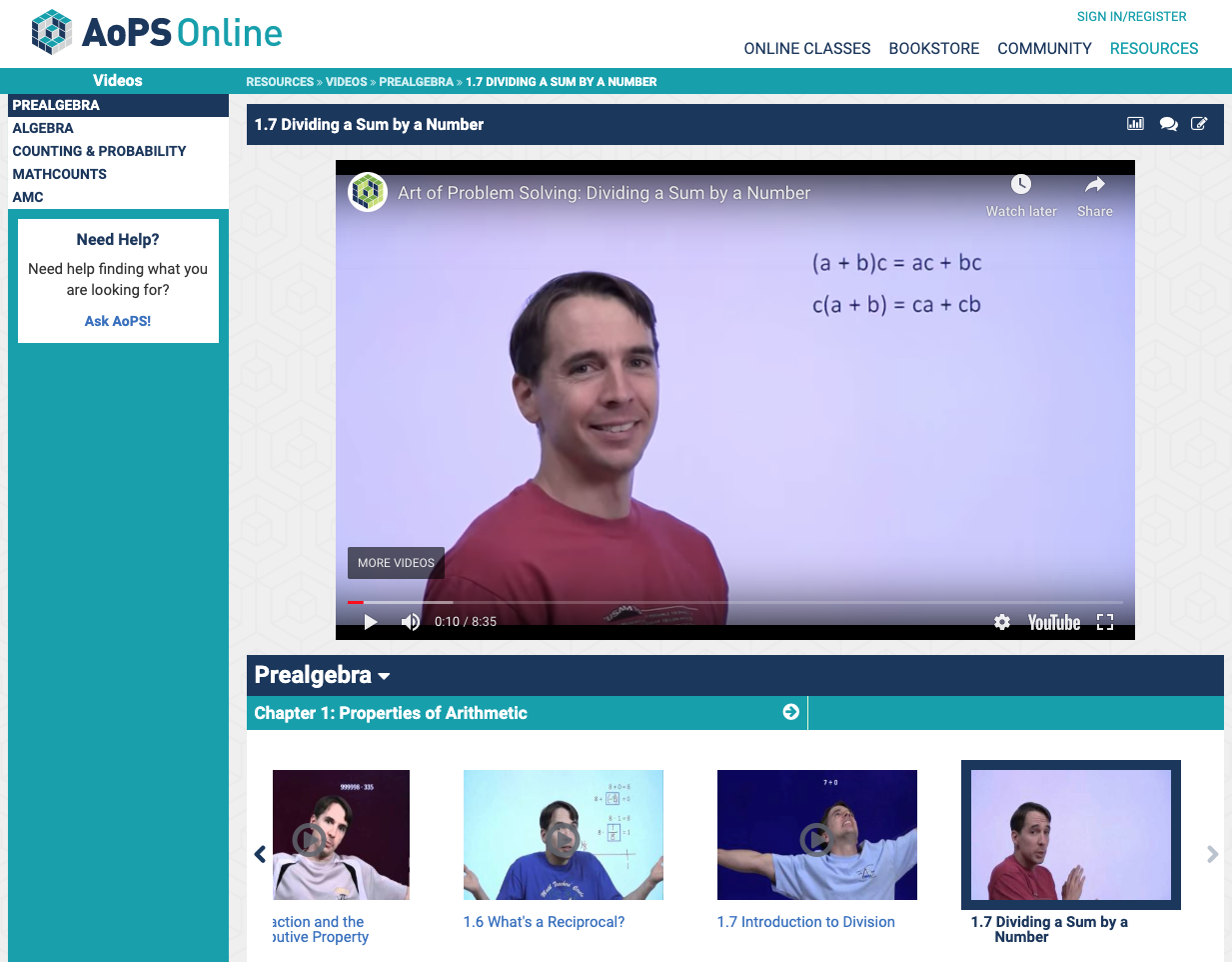 Dividing a Sum by a Number Instructional Video
