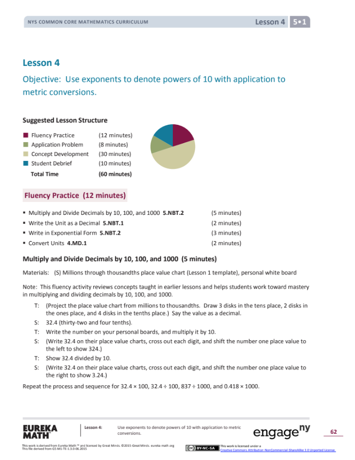 Grade 5 Math Module 1, Topic A, Lesson 4 Lesson Plan