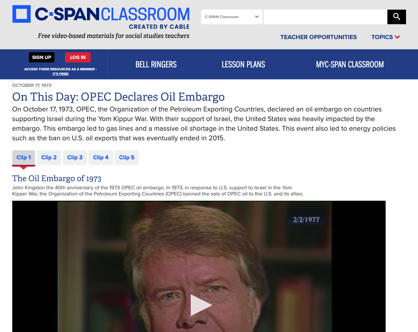 On This Day: OPEC Declares Oil Embargo Instructional Video