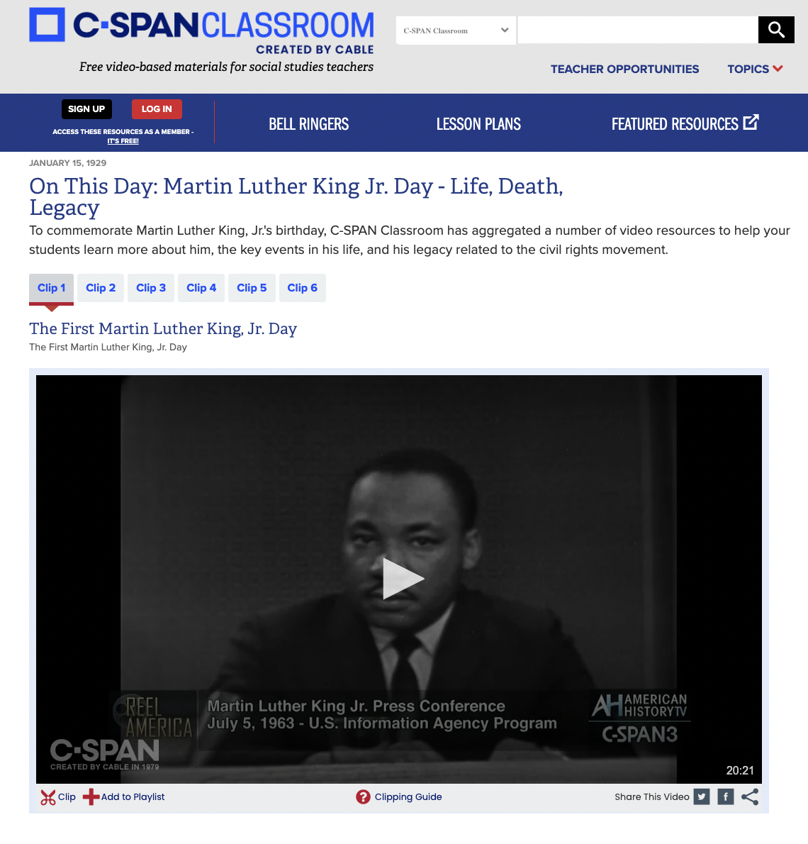 The First Martin Luther King, Jr. Day Instructional Video