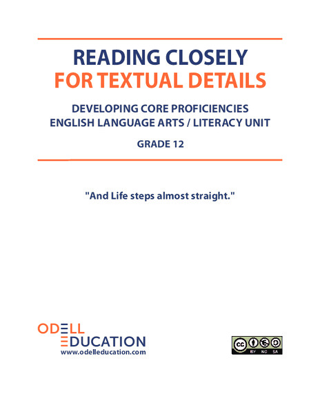 Reading Closely for Textual Details: Grade 12 Unit Plan
