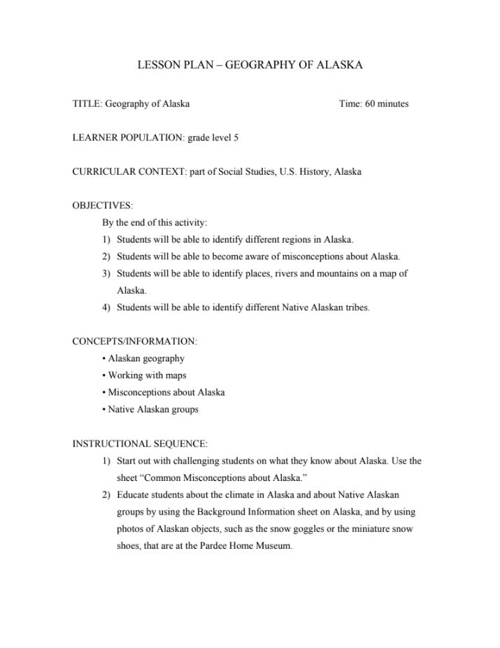 Geography of Alaska Unit Plan