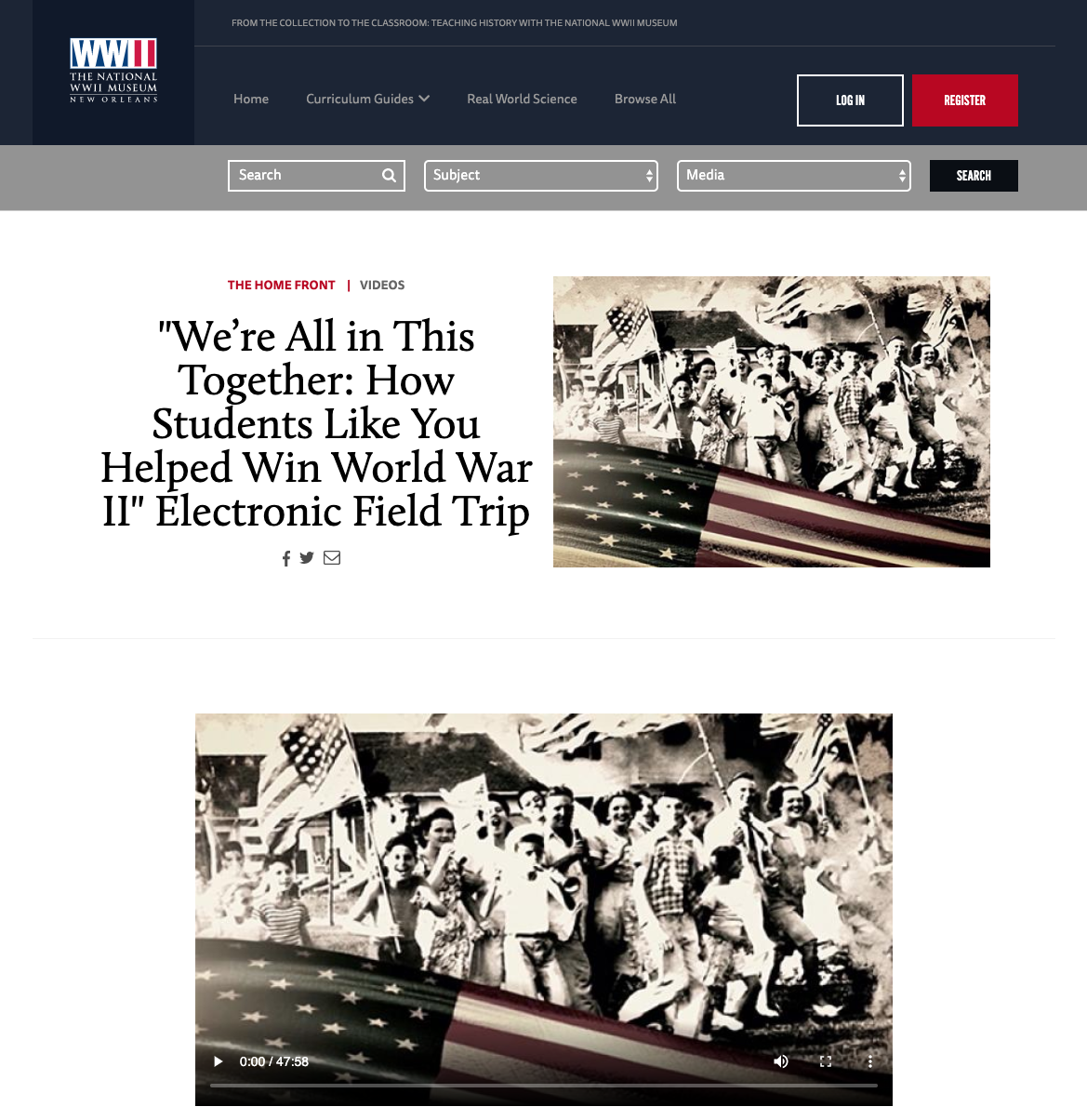 "We’re All in This Together: How Students like You Helped Win World War II" Electronic Field Trip Instructional Video