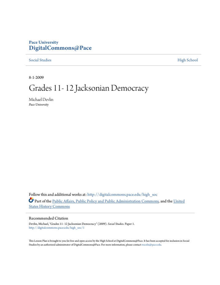 Jacksonian Democracy Lesson Plan