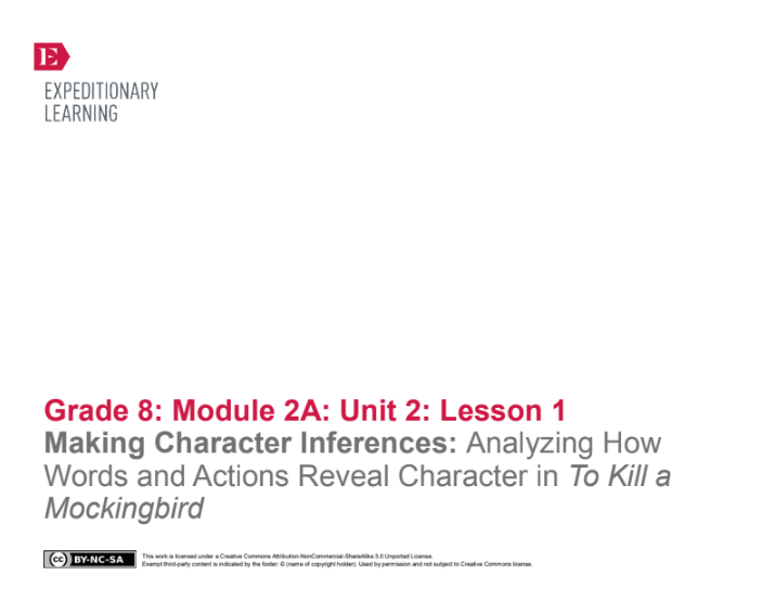 Making Character Inferences: Analyzing How Words and Actions Reveal Character in To Kill a Mockingbird Lesson Plan