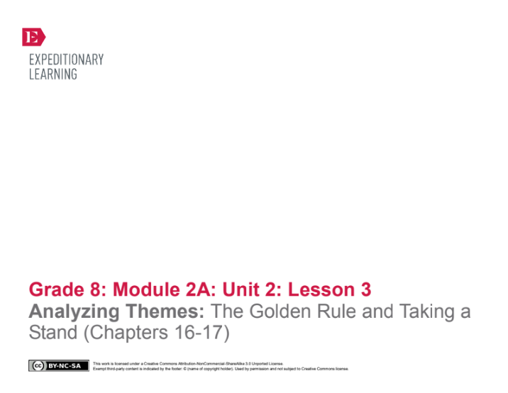 Analyzing Themes: The Golden Rule and Taking a Stand (Chapters 16-17) Lesson Plan
