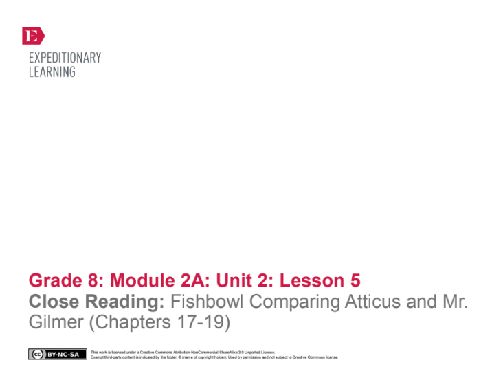 Close Reading: Fishbowl Comparing Atticus and Mr. Gilmer (Chapters 17-19) Lesson Plan