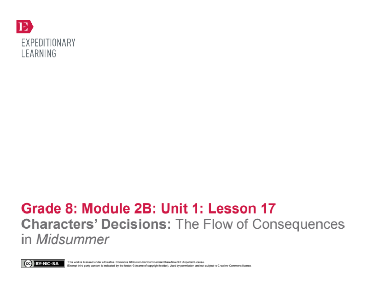 Characters’ Decisions: The Flow of Consequences in Midsummer Lesson Plan
