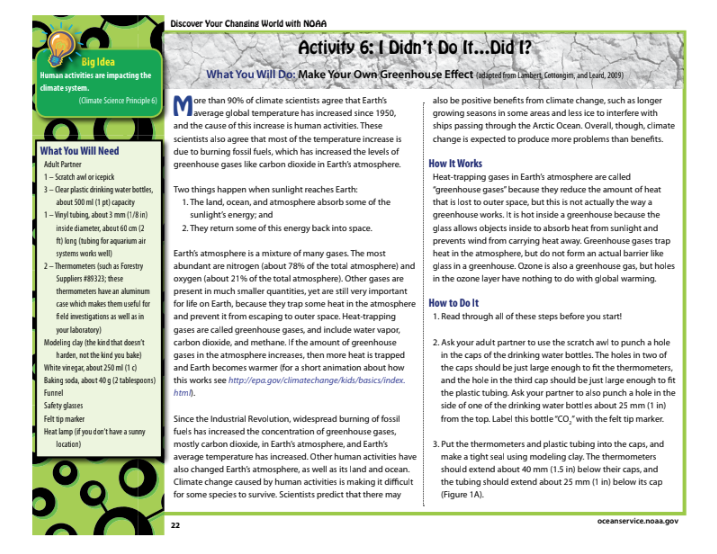 I Didn’t Do It…Did I?: Make Your Own Greenhouse Effect Activity