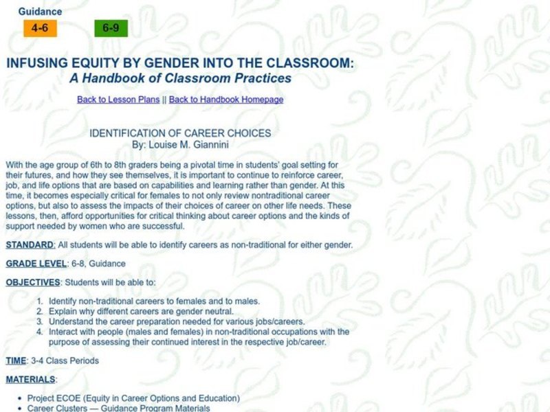 Identification of Career Choices Lesson Plan