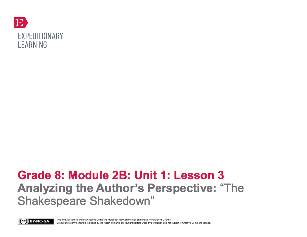 Analyzing the Author’s Perspective: “The Shakespeare Shakedown” Lesson Plan