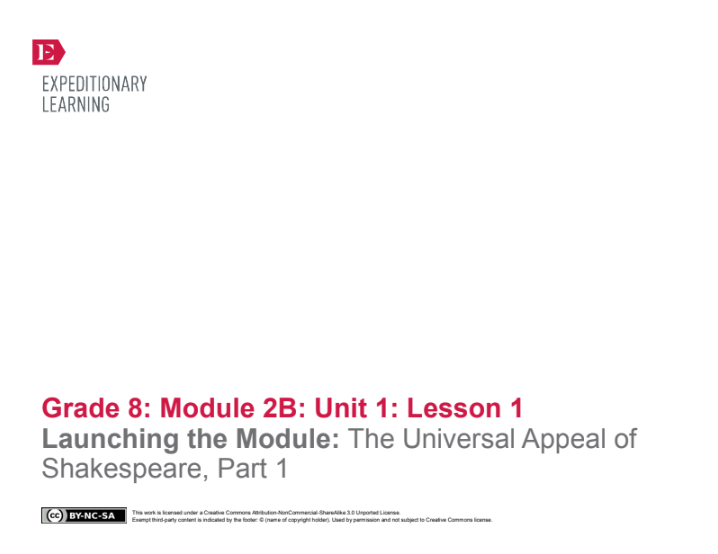 Launching the Module: The Universal Appeal of Shakespeare, Part 1 Lesson Plan