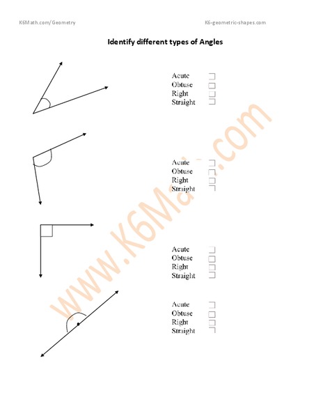 Identify Angles Worksheet