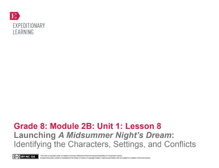 Launching A Midsummer Night’s Dream: Identifying the Characters, Settings, and Conflicts Lesson Plan
