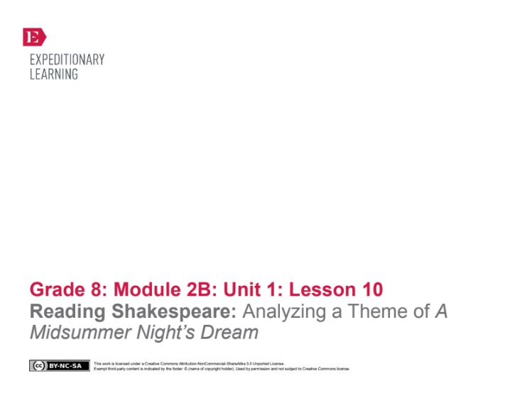 Reading Shakespeare: Analyzing a Theme of A Midsummer Night’s Dream Lesson Plan