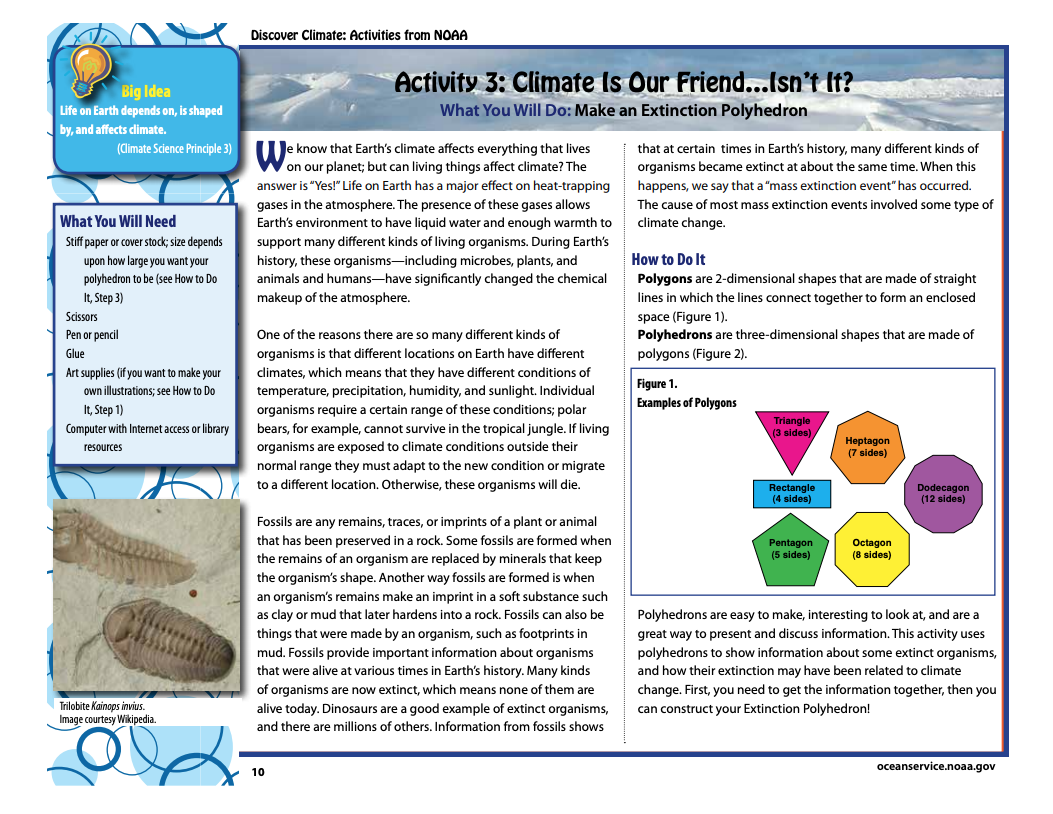 Climate Is Our Friend…Isn’t It?: Make an Extinction Polyhedron Activity