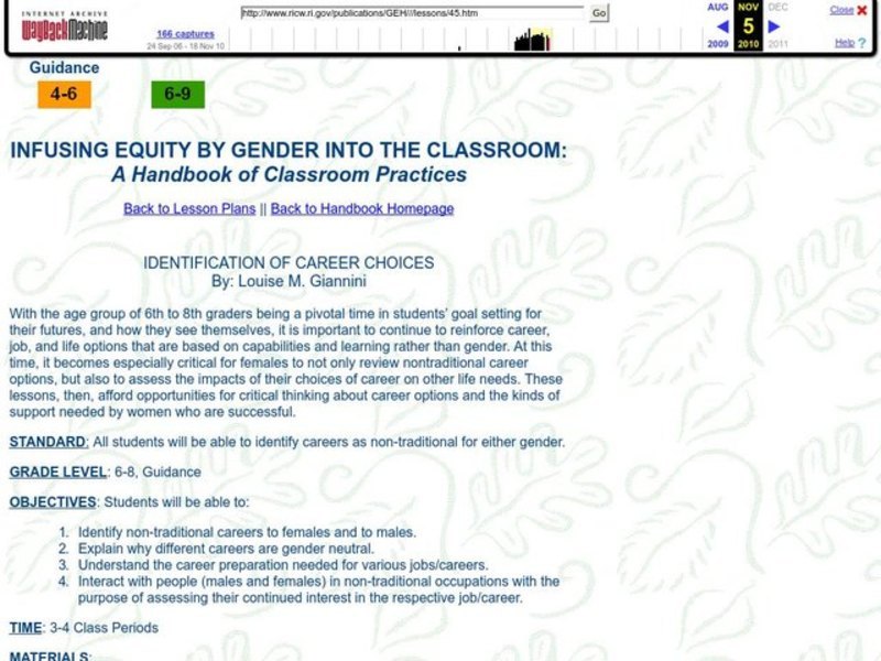 Identification of Career Choices Lesson Plan