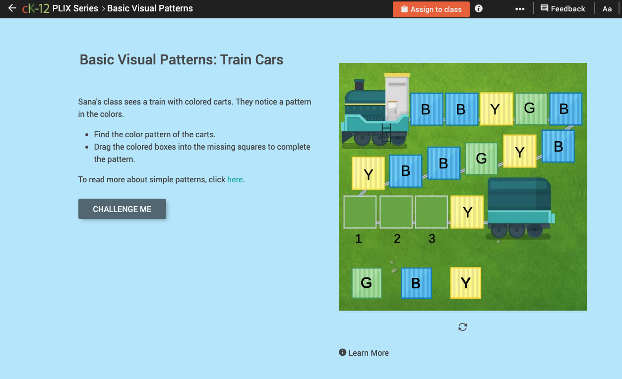 Basic Visual Patterns: Train Cars Interactive
